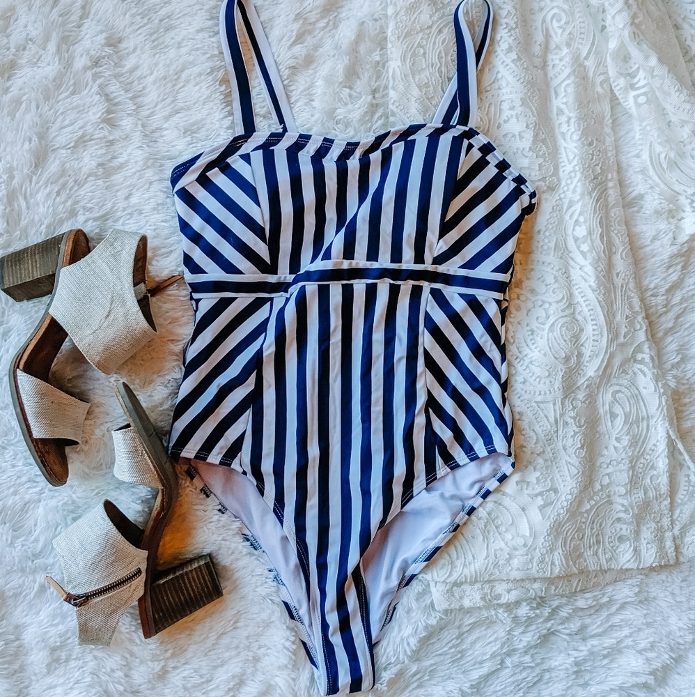 Nautical style striped one piece